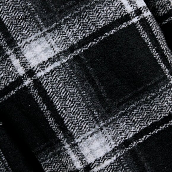 NWT Gap Plaid Puff Sleeve Cropped Wool Shirt Jacket Black White Women S Tall - Picture 11 of 12